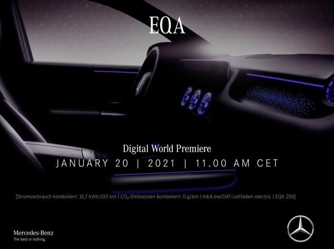 Mercedes-Benz EQA apresentado a dia 20 de janeiro