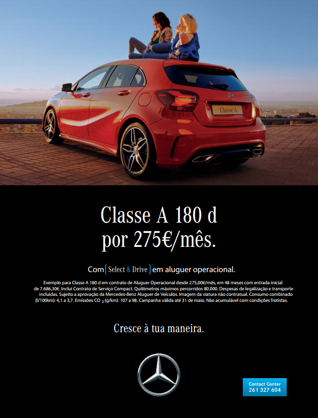Classe A 180 d por 275€/mês na Tec-Atlântica