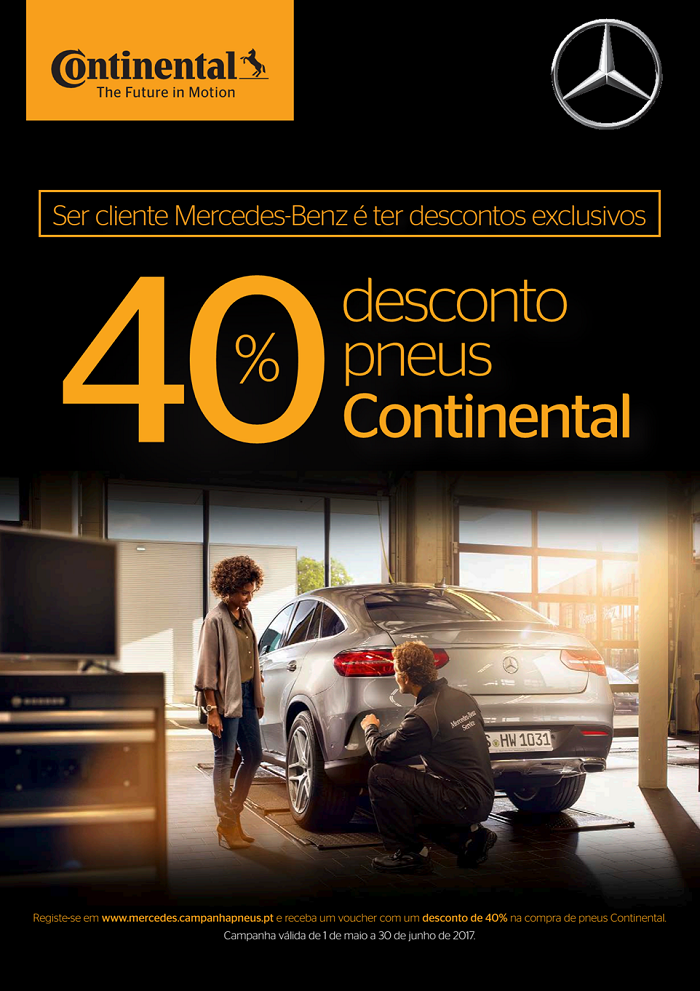 Campanha de pneus Continental para automóveis Mercedes-Benz.