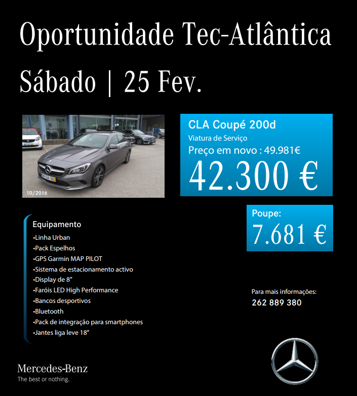 Oportunidade Tec-Atlântica só este sábado.