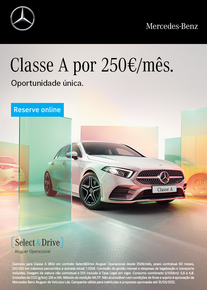 Classe A por 250€/mês em Aluguer Operacional