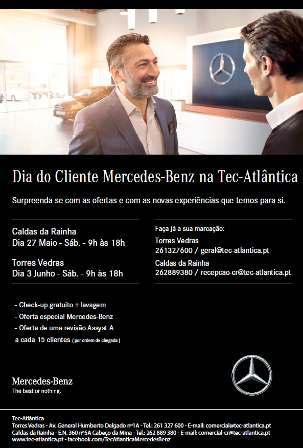 Dia do Cliente Mercedes-Benz na Tec-Atlântica | Caldas da Rainha - 27 maio | Torres Vedras - 3 junho