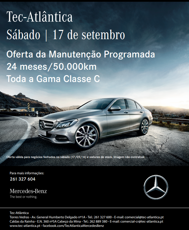 Este Sábado Oferta da Manutenção Programada em toda a Gama Classe C