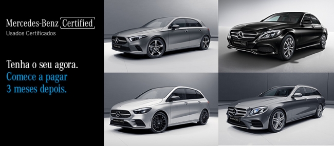 Mercedes-Benz Certified. Tenha o seu Mercedes-Benz agora e comece a pagar 3 meses depois.