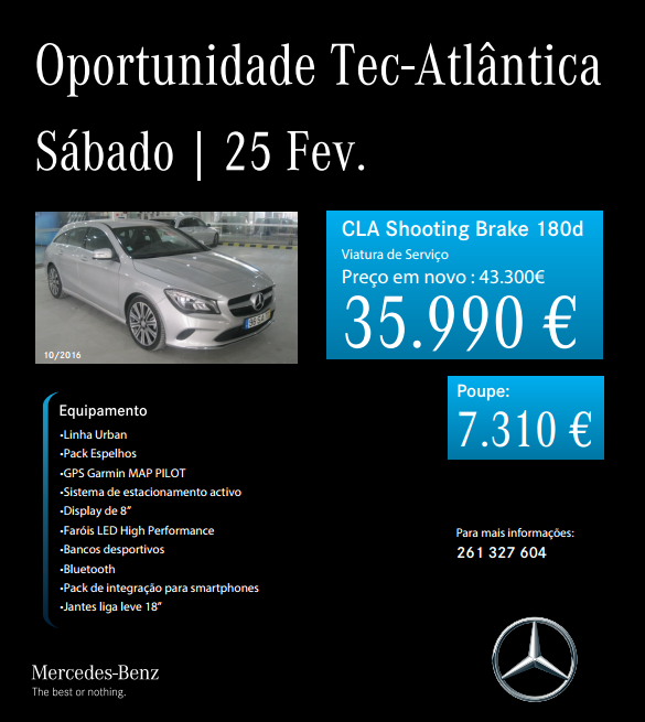 Oportunidade Tec-Atlântica só este sábado.