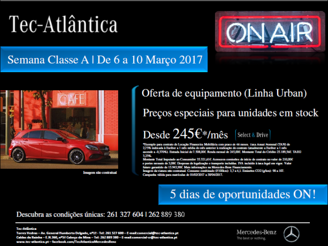 Semana Classe A na Tec-Atlântica | 6 a 10 Março